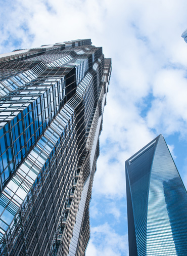 Glass buildings and sky