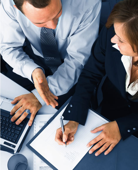 Two people in business meeting